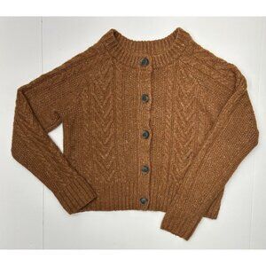 Old Navy Womens S Tall Cable Knit Button-Up Cardigan Sweater In Brown
